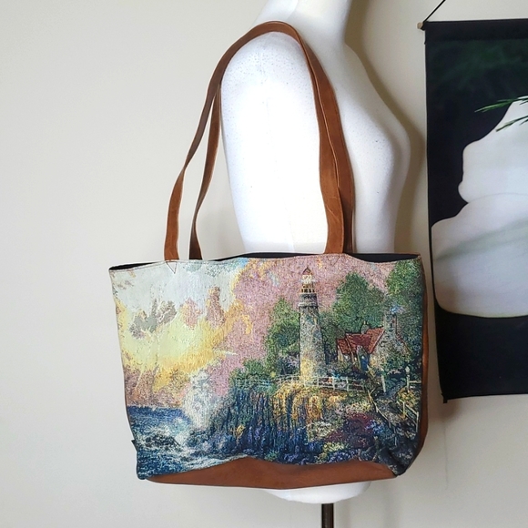 Thomas Kinkade Handbags - Thomas Kinkade Print Tapestry Tote Bag